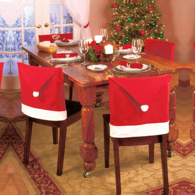 

Christmas Party Dinner Table Decoration Decor Santa Clause XMAS Hat Chair Covers