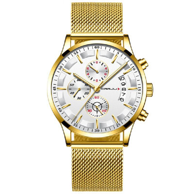 

CRRJU 2261 Man Quartz Wristwatch Luminous Function Chronograph Minute Seconds Calendar Display Alloy Case Male Watch