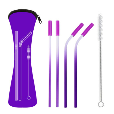 

4Pcs Reusable Drinking Straw With Bag Travel Outdoor Household Home Kitchen Bar Accessories