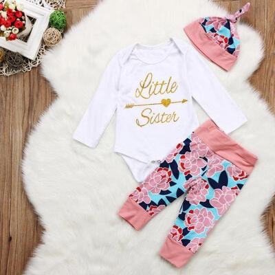 

Newborn Baby Girls Long Sleeve Bodysuit Romper Flower Pants Outfits Set Clothes