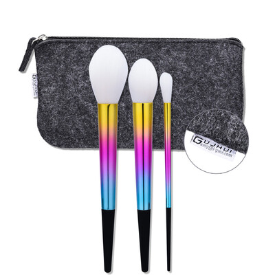 

〖Follure〗New 3pcs Makeup Brushes set Fondation Eyeshadow Cosmetic Tool with Leather