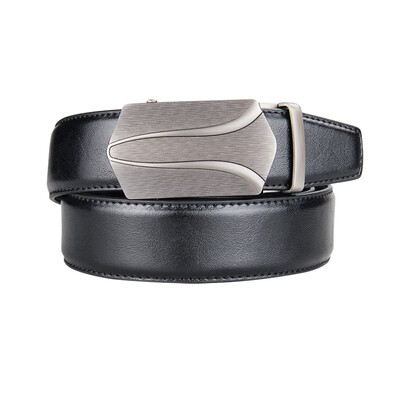 

BPSTAR Mens Automatic Buckle Genuine Leather Mens Ratchet Holeless Belt Business High Quality Mens Real Belt for Pants