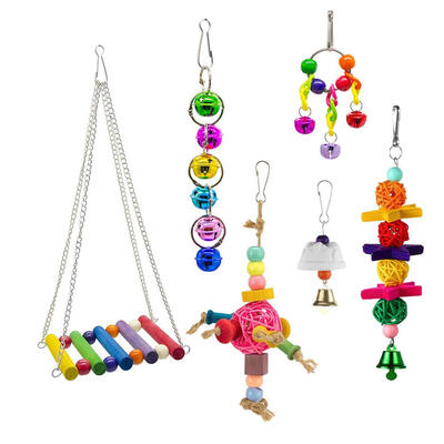 

6pcs Bird Parrot Toys Metal Ball Chewing Bite Bell Swing Toys Pet Supplies