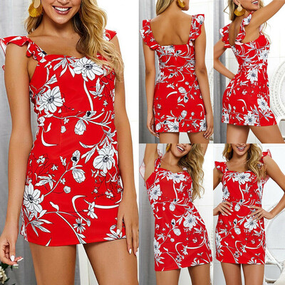 

Women Summer Boho Short Dress Evening Cocktail Party Beach Dresses Sundress