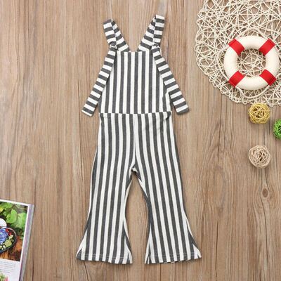 

Toddler Kids Baby Girl Stripes Brace Pants Overalls Jumpsuit Romper Outfits Mon