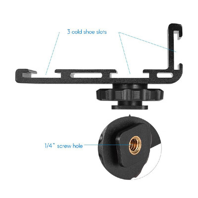 

Aluminum Alloy Triple Cold Shoe Adapter Vlogging Video Extension Bar Bracket with 14 Inch Screw Mount for Video Light Monitor Mic