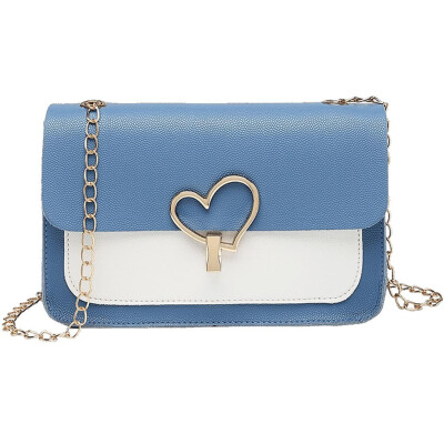 

Women Chain Shoulder Bag Heart Shaped Lock Contrast Color Messenger Bag Ladies Chain Small Square Bag Sac Main T10