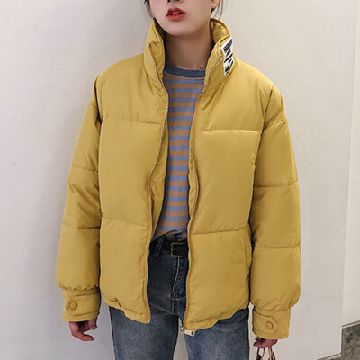 

Roseonmyhand Fashion Women Outwear Long Sleeves Stand Collar Warm Coat Cotton Jacket Overcoat