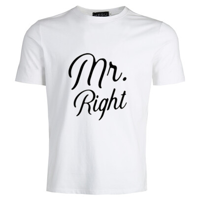 

2019 Fashion Couple T-Shirt Mr Right Mrs Right Letter Print T-Shirts Casual Short Sleeve Round Neck Lover Tee Gift Tops