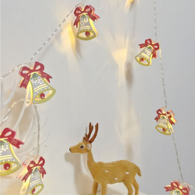 

New Hot 2m Christmas String Light Bell Elk Snowman Christmas Tree Light Strings 10 Colored Lamp Party Decor For Gardens Patio Lawn