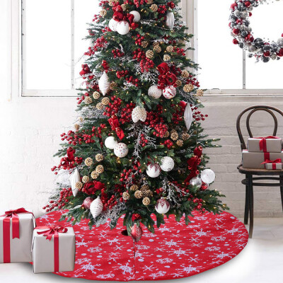

〖Follure〗Christmas Decorations Red Brushed Snow Tree Skirt Tree Bottom Decorative Apron