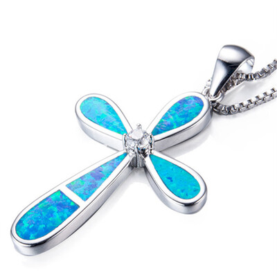 

Women Fashion Silver 925 Opal Necklace Butterfly Mermaid Tail Necklace Sea Turtle Cross Pendant Life Tree Necklace