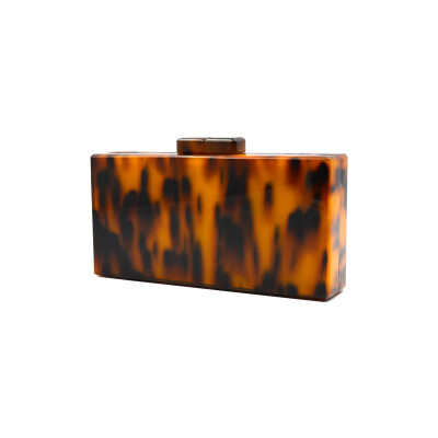 

Leopard Pattern Acrylic Clutch Bag Retro Tortoiseshell Box Evening Bags Party Women Shoulder Crossbody Chain Purse Handbags