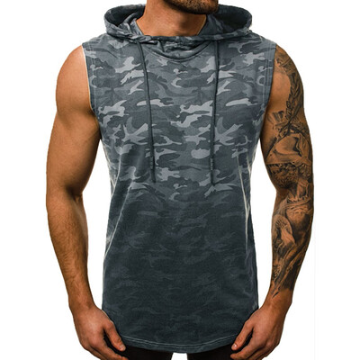 

Toponeto Mens New Summer Camouflage Cap Vest Back Personality Tailored Blouse Top