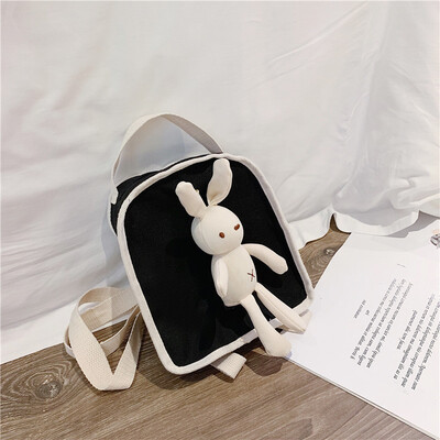 

2019 new cute cute cartoon simple versatile shoulder bag fashion casual bunny girl portable canvas bag