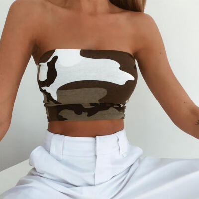 

2018 New Womens Plain Printed Boob Tube Strapless Bandeau Stretch Vest Bra Crop Top