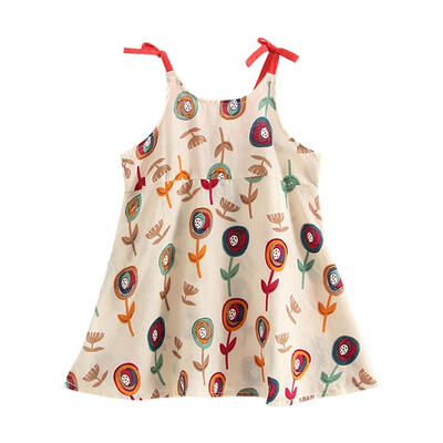 

Girls Print Strap Sleeveless Dress Child Summer Princess Dress Party Wear