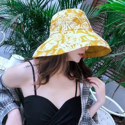 

Fashion Spring Summer Double Sided Wearable Wide Brim Sun Hat Breathable Women Beach Bucket Cap