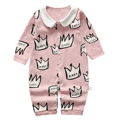 

Cute Newborn Baby Boys Girls Romper Crown Letters Print Long Sleeve Autumn Winter Cotton Rompers Kid Jumpsuit Outfits Clothing