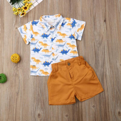 

Toddler Kids Baby Boys Dinosaur Tops T-Shirt Pants Shorts Outfits Clothes Summer