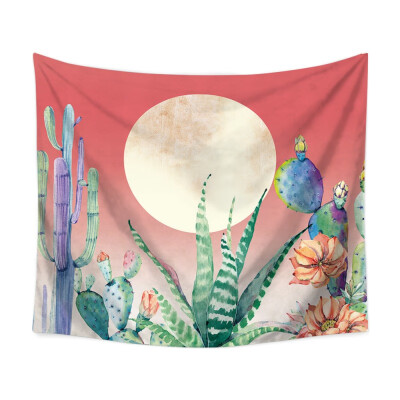 

Colorful Cactus And Moon Psychedelic tapiz Printed Polyester Fabric Wall Decor Hanging Tapestry Wall Gifts for Parents 59" x 51