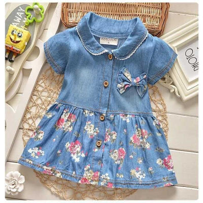 

new Infant Baby Girls Floral Dress Lemon Print Bowknot Sundress Clothes 0-4Y