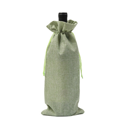 

Rustic Linen Drawstring Wine Bottle Cover Packaging Bag Wedding Party Decor