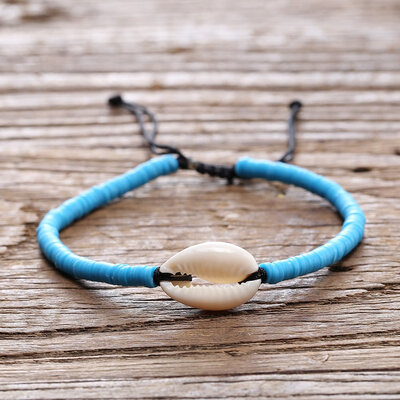 

8 Colors Handmade Shell Charm Bracelets Bangles Adjustable Braided Rope Resin Bracelets For Women Girls Summer Jewelry