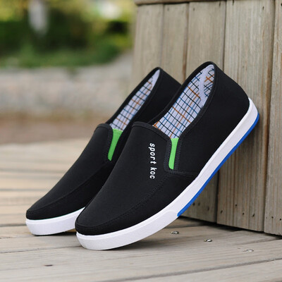 

Men No Shoelaces Loafers Leisure Slip On Canvas Shoes Casual Flat Sneakers