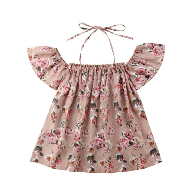 

Baby Dress 2018 New Girls Printed Sling Princess Dresses Children Cute Shoulderless Clothes Baby Girls Clothing 1-5Y