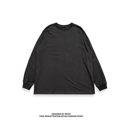 

MIJKO mens womens autumn&winter new products basic candy color wild TEE falling shoulder cotton men&women with high street long sleeve T-shirt tide