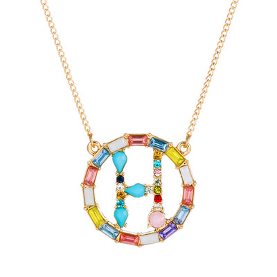 

Fashion Gold Silver Style Cubic Zirconia A-Z Initials Letter Pendant Necklaces