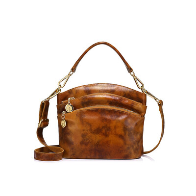 

REALER brand fashion women genuine leather handbag high quality zipper shoulder bag three grid tote messenger bag 2017 new