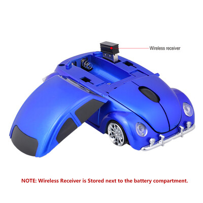 

24G Wireless Car Mouse USB Computer Mice Car Shape 1000 DPI with LED Light Receiver for PC Laptop Blue