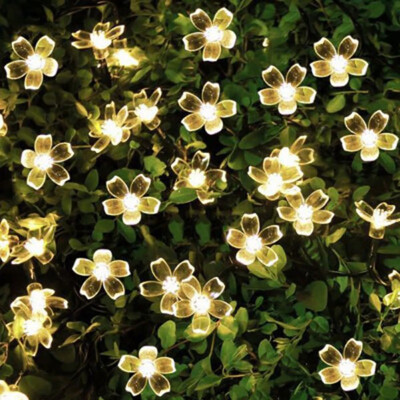 

New Year 50 LED Outdoor Flower Shape Solar String Lights Waterproof For Garden Stage Outdoor Wedding Party Decoration