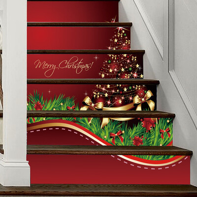 

Toponeto Christmas 3D Simulation stair stickers Waterproof Wall Stickers DIY Home Decor