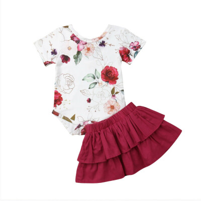 

Cute Newborn Baby Girls Tops Floral Romper TuTu Skirts Outfits Set Clothes