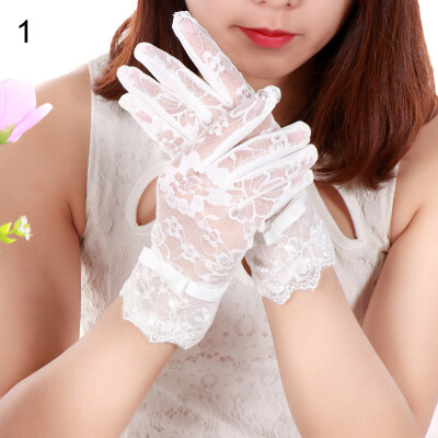 

Womens Driving Sun Protection See-through Lace Gloves Touch Screen Mittens