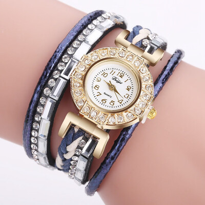 

Manufacturers supply Europe&the United States hot new hand-woven braided ladies fashion watch with rhinestone trend bracelet watch