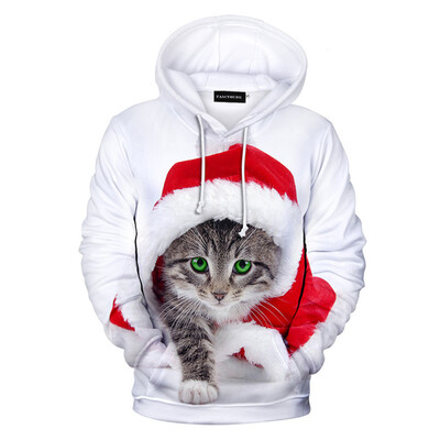 

goldstrings Funny Christmas Santa Cartoon Graphic Personalized Hoodie Long Sleeve Pullover Sweatshirt