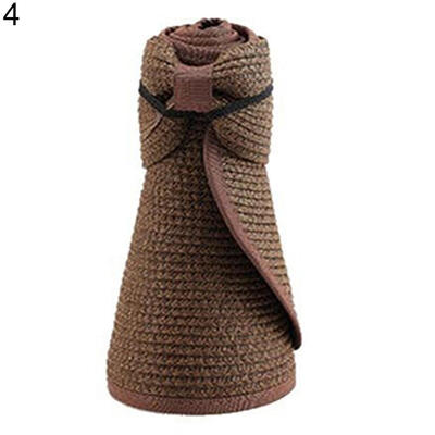 

Womens Summer Wide Brim Roll Up Foldable Sun Beach Straw Braid Visor Sun Hat