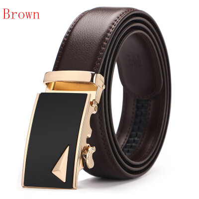 

New Automatic Buckle Cowskin Brown Belt Good Quality Genuine Leather Luxury Strap Male Belts For Men Jeans Wide 110-130cm long