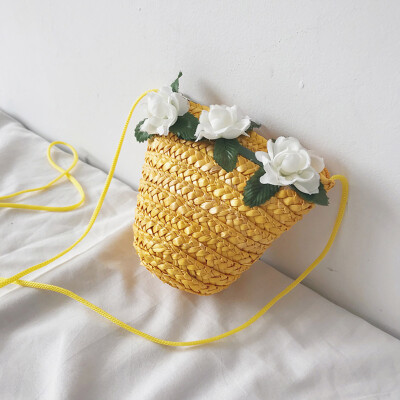 

Tailored Womens Fashion Flower Decorative Bag Woven Childrens Bag Messenger Bag