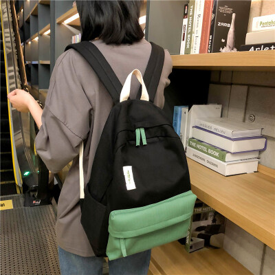 

Korean version of schoolbag for female Harajuku ulzzang high school students backpack campus collision color tide brand large capa