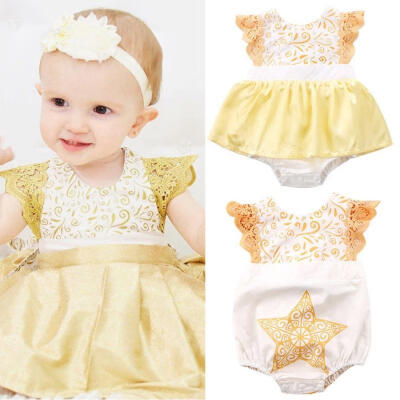 

Adorable Newborn Baby Girls Xmas Lace Bodysuit Party Romper Dress Romper Clothes