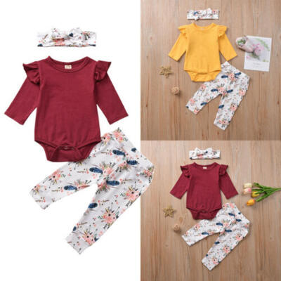 

Floral Toddler Baby Girl Clothes Tops Romper Pants Infant Outfits Sets Tracksuit