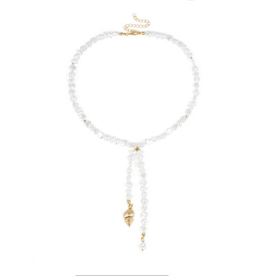 

Design Imitation Pearls Choker Necklace Female Long Pendant Necklaces for Women 2019 Fashion Gold shell Jewelry