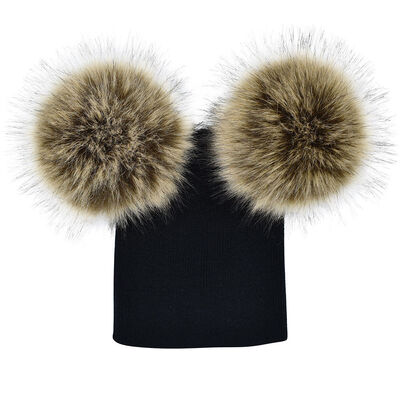 

Newborn Kids Baby Boy Girl Double Fur Pom Hat Winter Warm Knit Bobble Beanie Cap