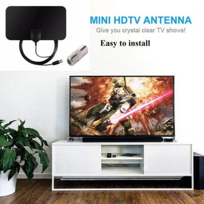

Ultra Thin Flat Indoor HDTV Amplified HD TV Signal Antenna 16FT Coax 200 Mile