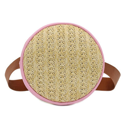 

Small Straw Shoulder Women Waist Fanny Belt Packs Leather Round Chest Bags